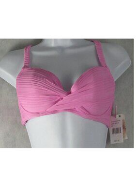 Jessica Simpson Women's Twisted Bikini Swim Top, Pink, Small D-Cup